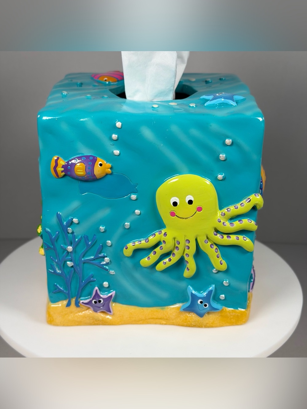 Kids Underwater 3D Sea Creature Resin Tissue Box Cover Ocean Fish Turtle Crab